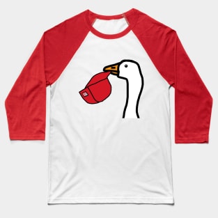 Minimal Portrait Goose Stealing Red Hat Baseball T-Shirt
